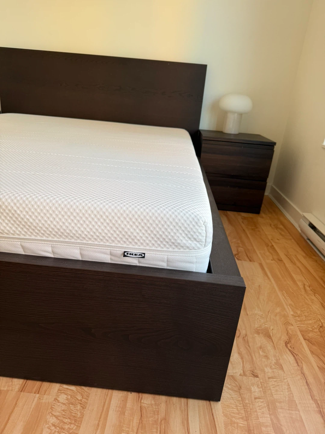IKEA Queen Bed Set - Frame, Mattress, 2 Nightstands - photo 2