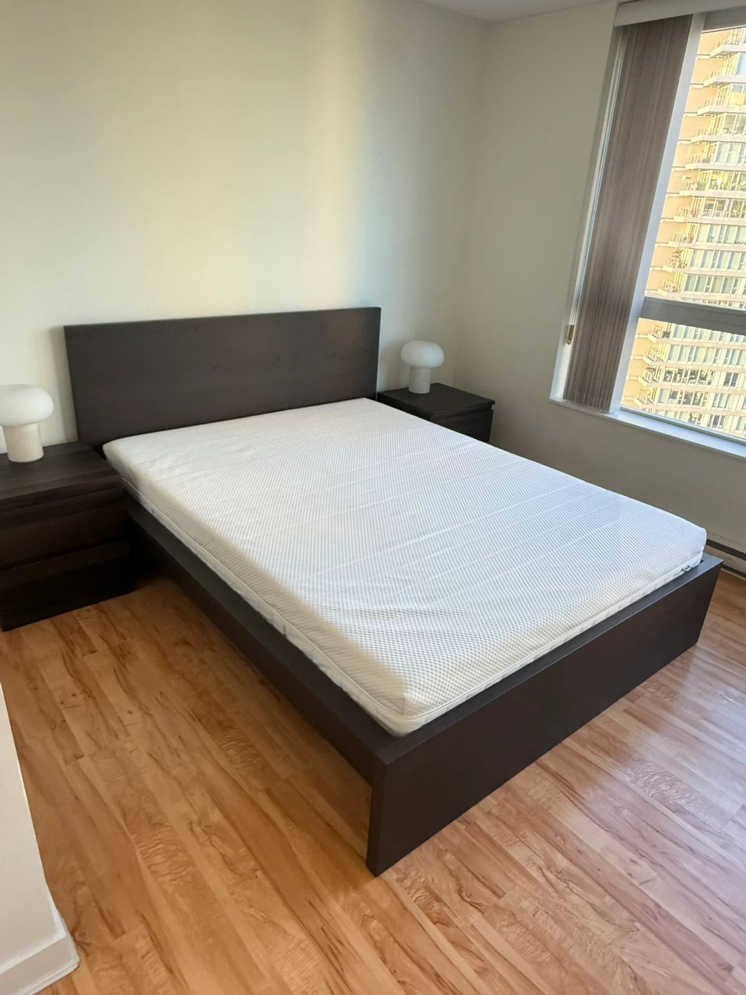 IKEA Queen Bed Set - Frame, Mattress, 2 Nightstands - photo 3