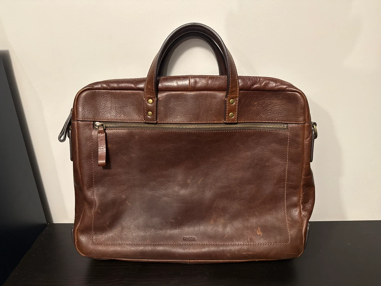 Fossil Brown Leather Briefcase