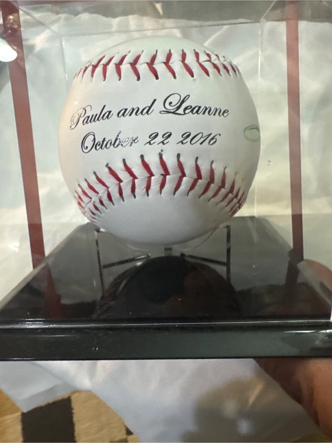 Customized commemorative baseball with display case - photo 3