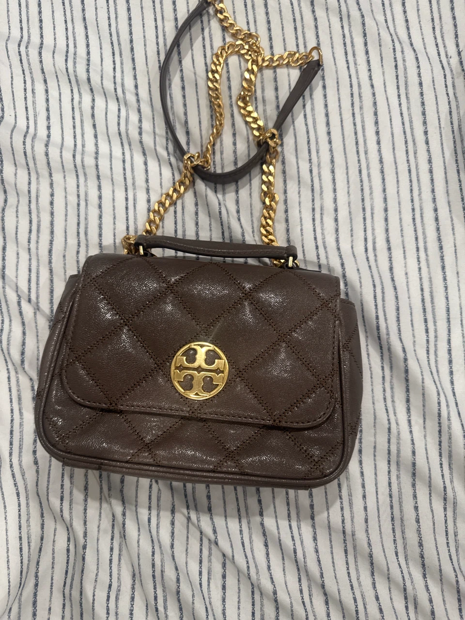 Tory Burch Quilted Brown Crossbody Bag