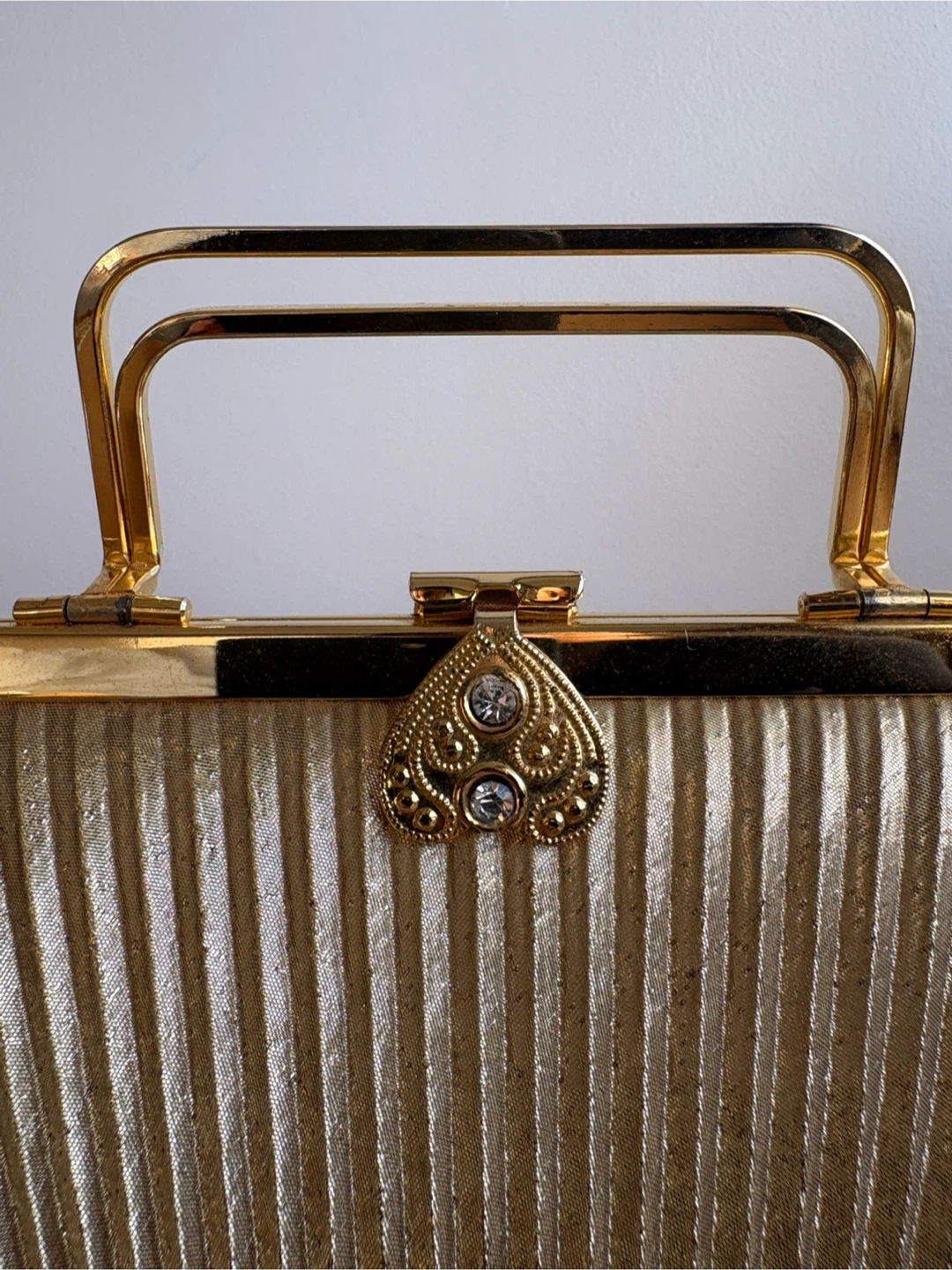 Vintage Gold Pleated Clutch Handbag - photo 4