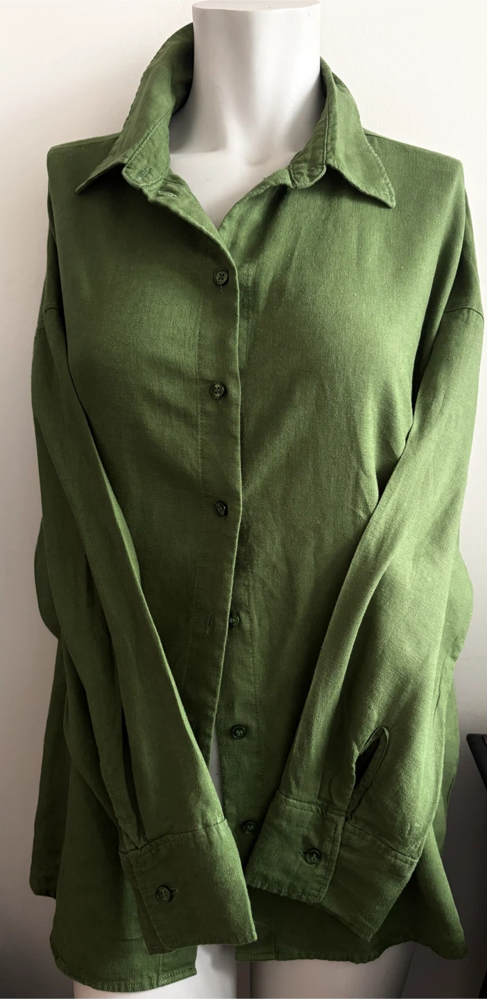 H&M Green Linen Blend Shirt size M - photo 2