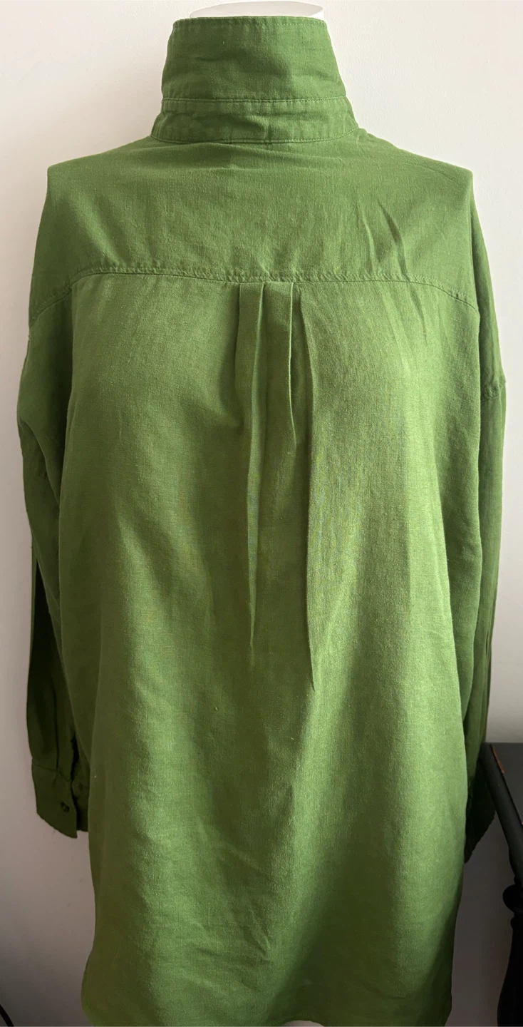 H&M Green Linen Blend Shirt size M - photo 3