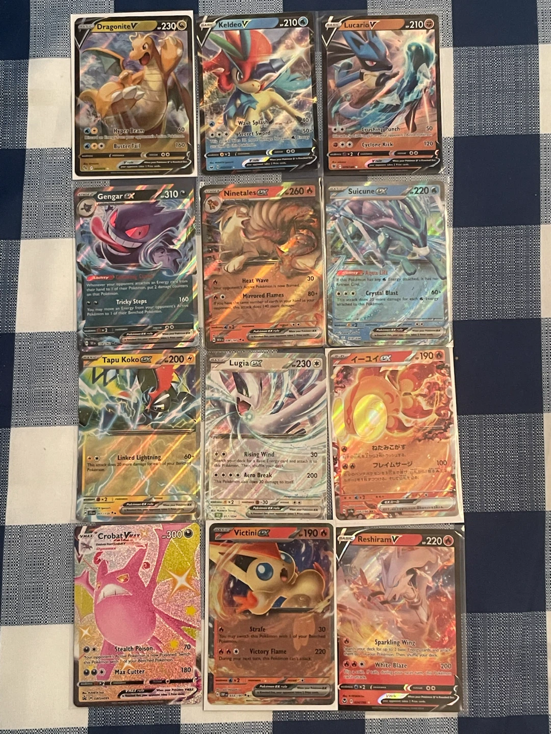 Set of 12 Assorted Pokemon V, VMAX, and ex Cards