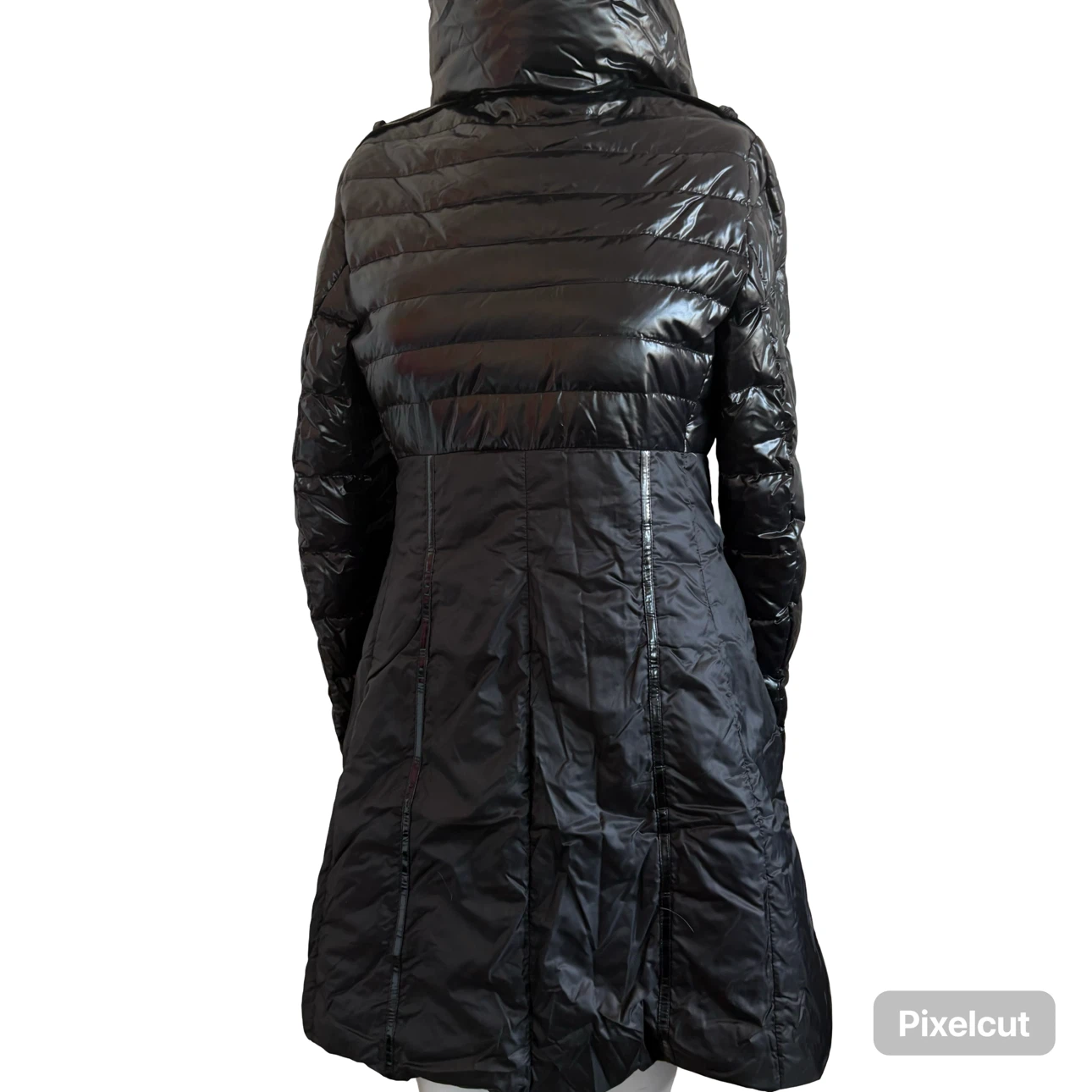 Black shiny puffer coat