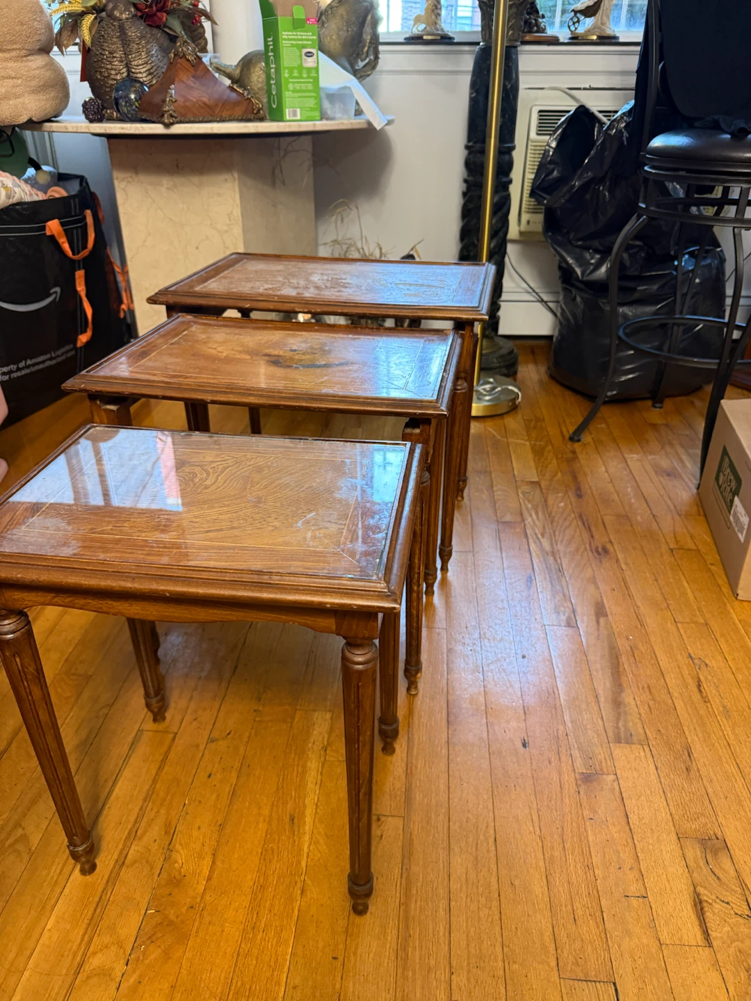 Vintage Wooden Nesting Tables, Set of 3
