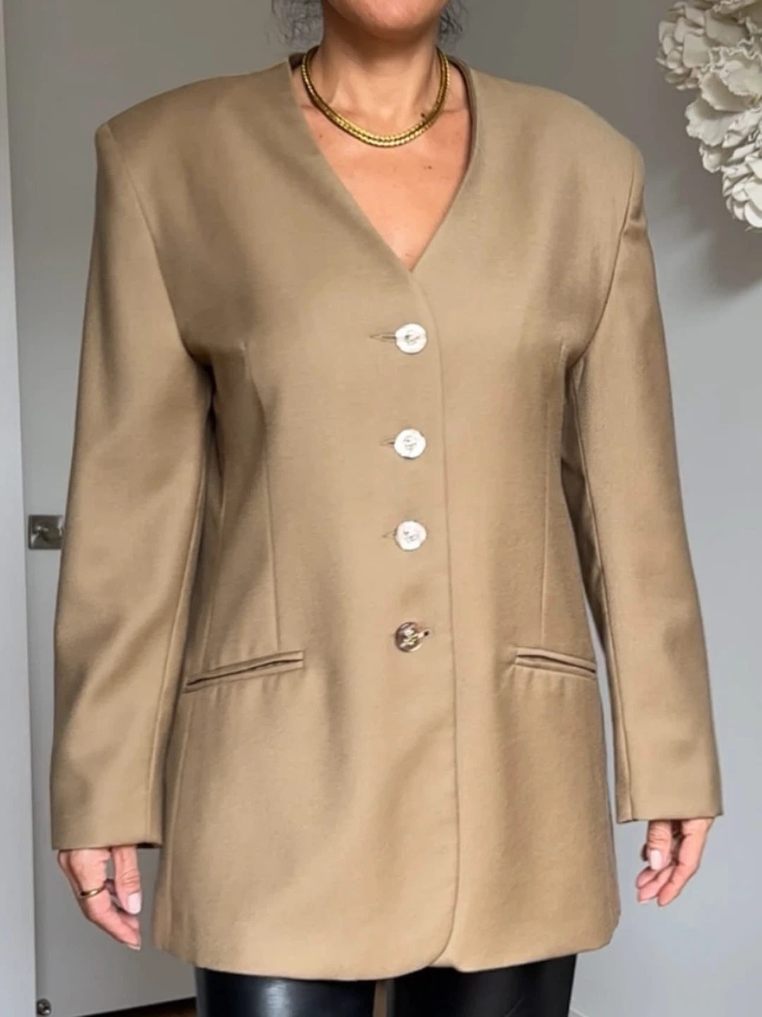 Vintage Tan Wool Oversized Blazer - photo 2
