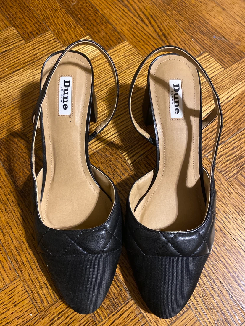 Dune London Black Quilted Slingback Heels