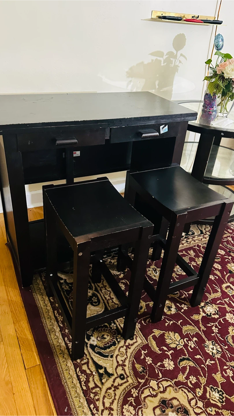 Black Space-Saving Breakfast Table Set - photo 3