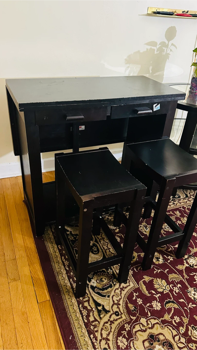 Black Space-Saving Breakfast Table Set - photo 4