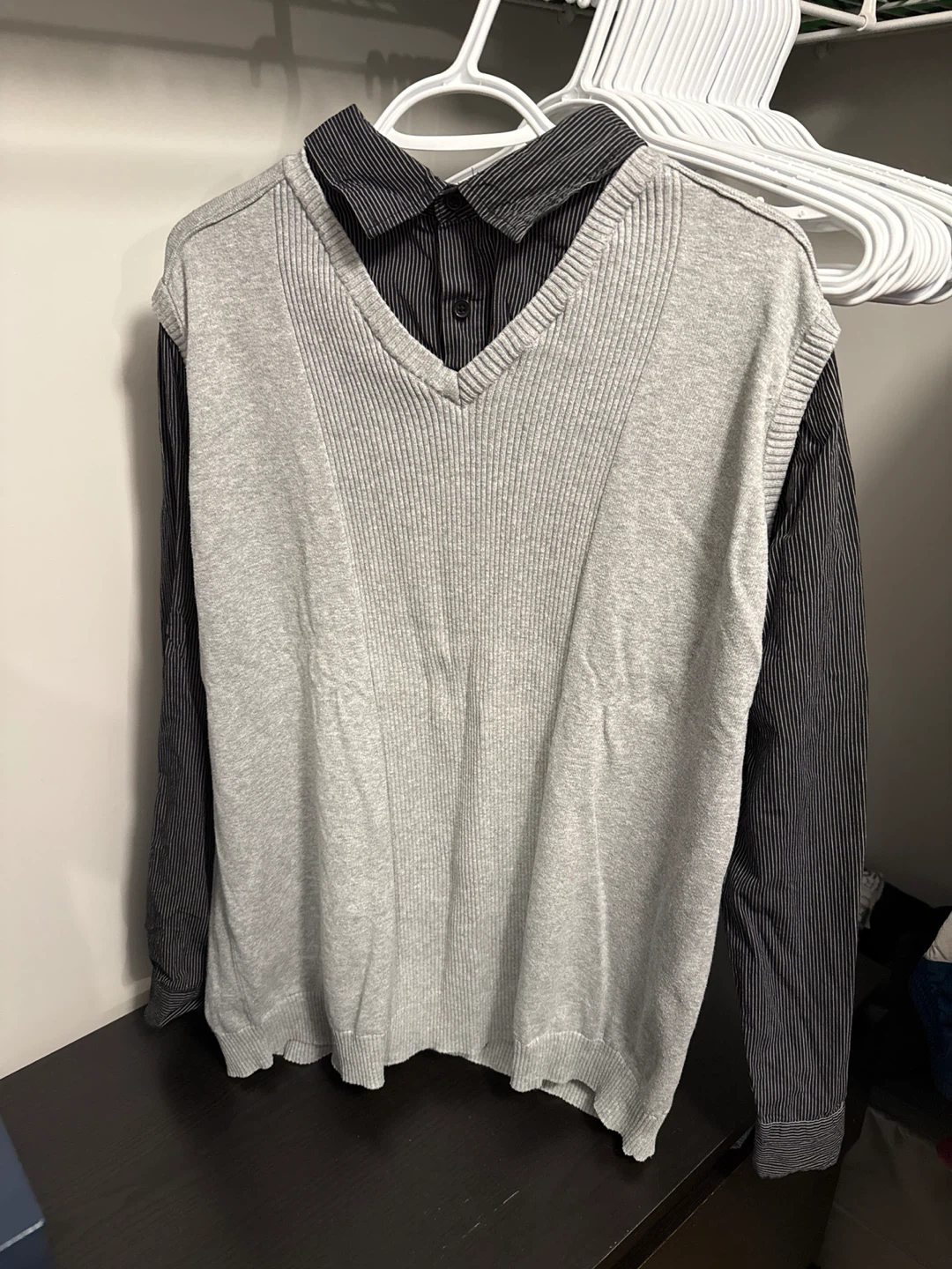 Cargo Club Layered Look V-Neck Sweater Shirt
