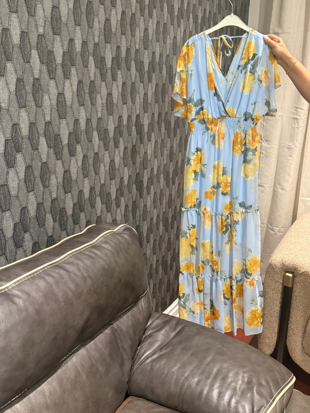 Blue and Yellow Floral Maxi Dress