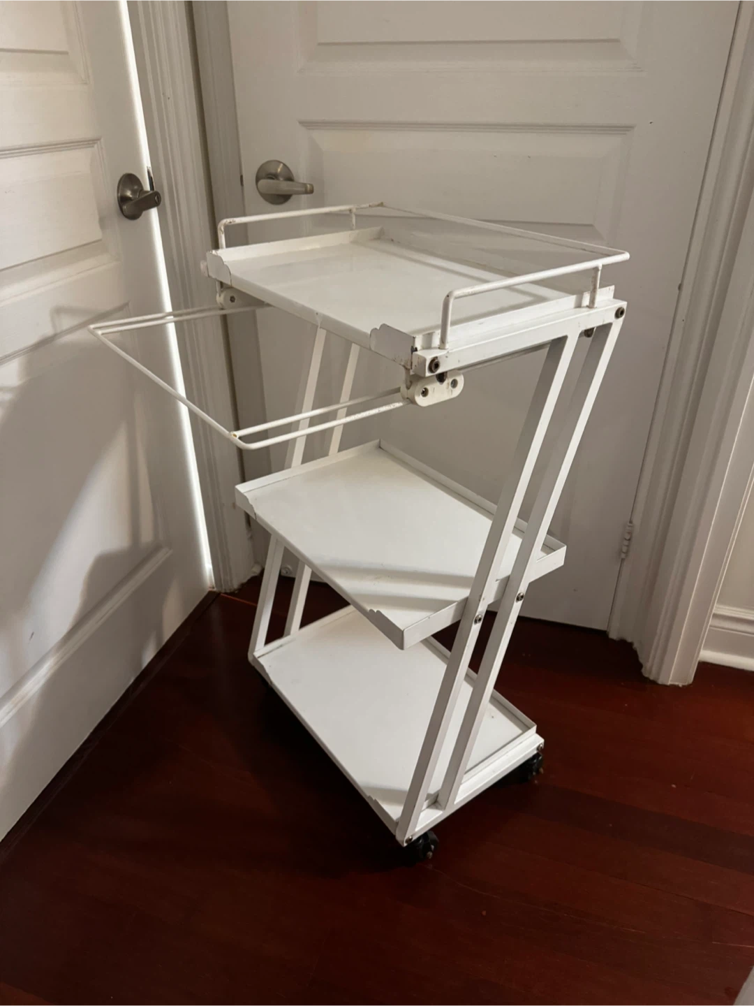 White Metal Three-Tier Rolling Utility Cart