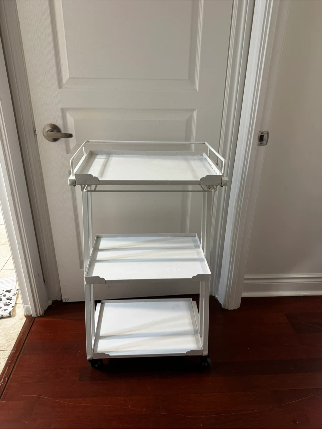 White Metal Three-Tier Rolling Utility Cart - photo 2