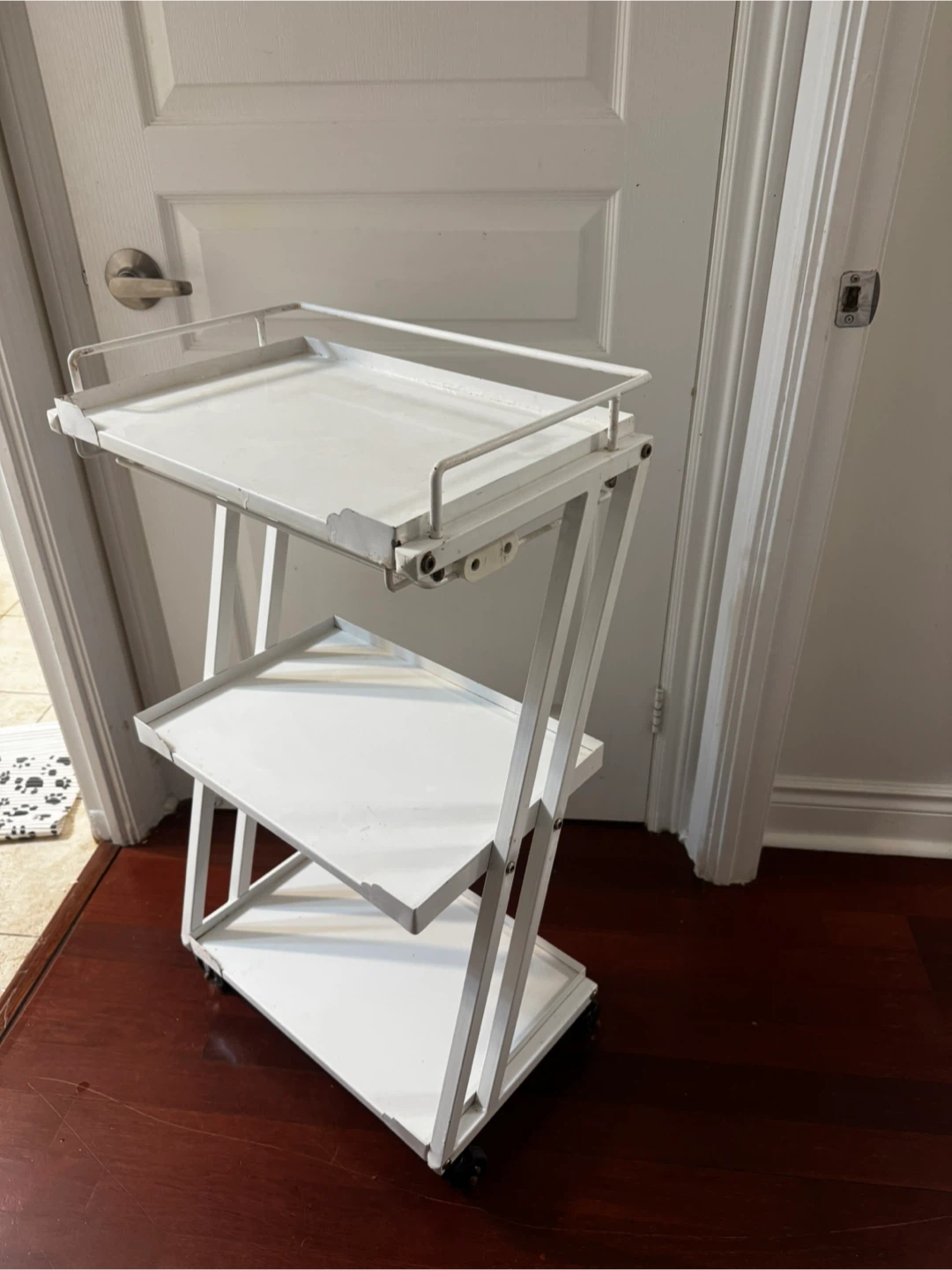 White Metal Three-Tier Rolling Utility Cart - photo 4