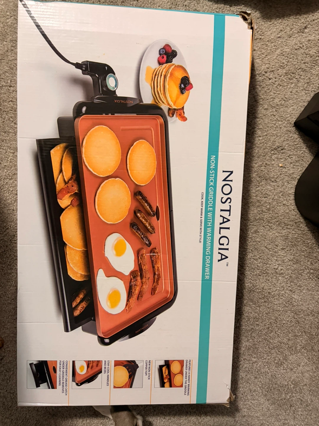Nostalgia Non-Stick Griddle with Warming Drawer