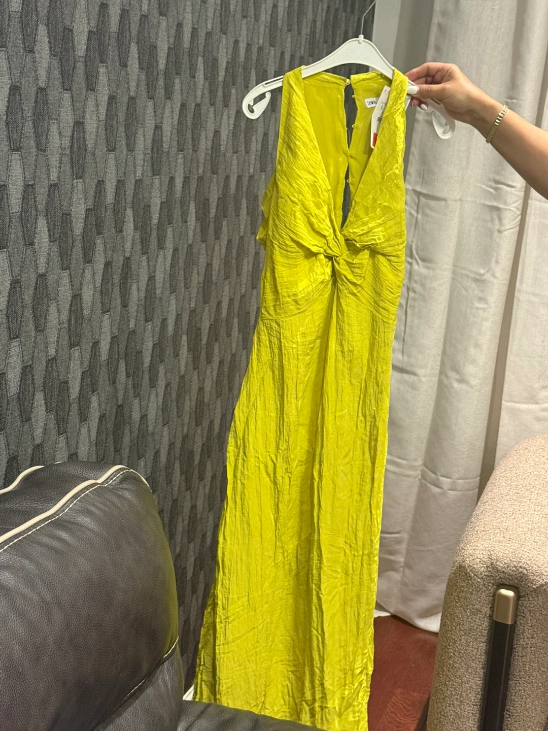 ZARA lime green dress