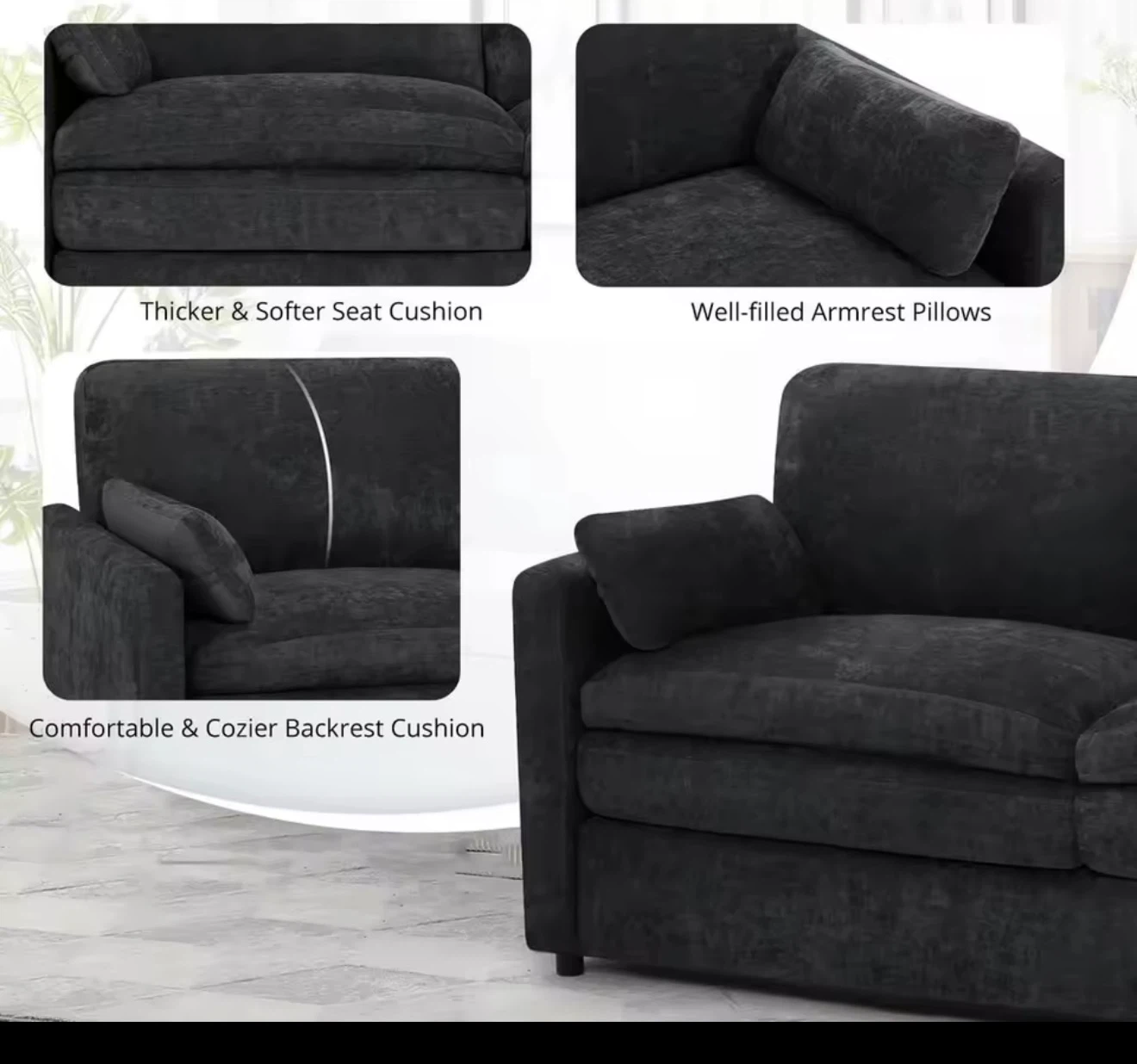 Modern dark gray textured sofa