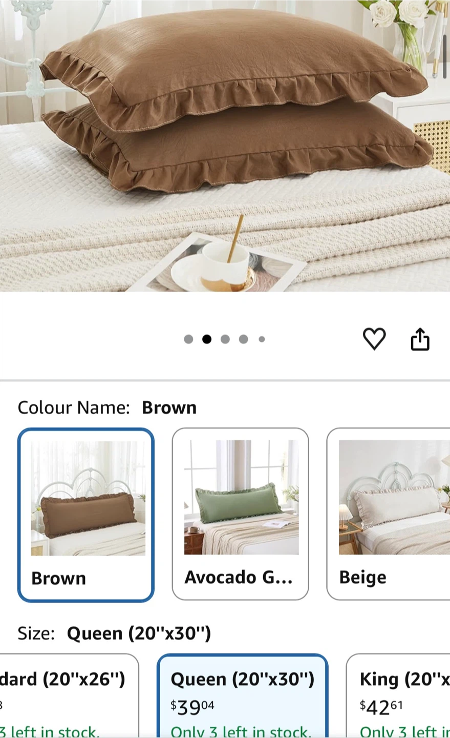Set of Two Brown Ruffled Queen Pillowcases - photo 2