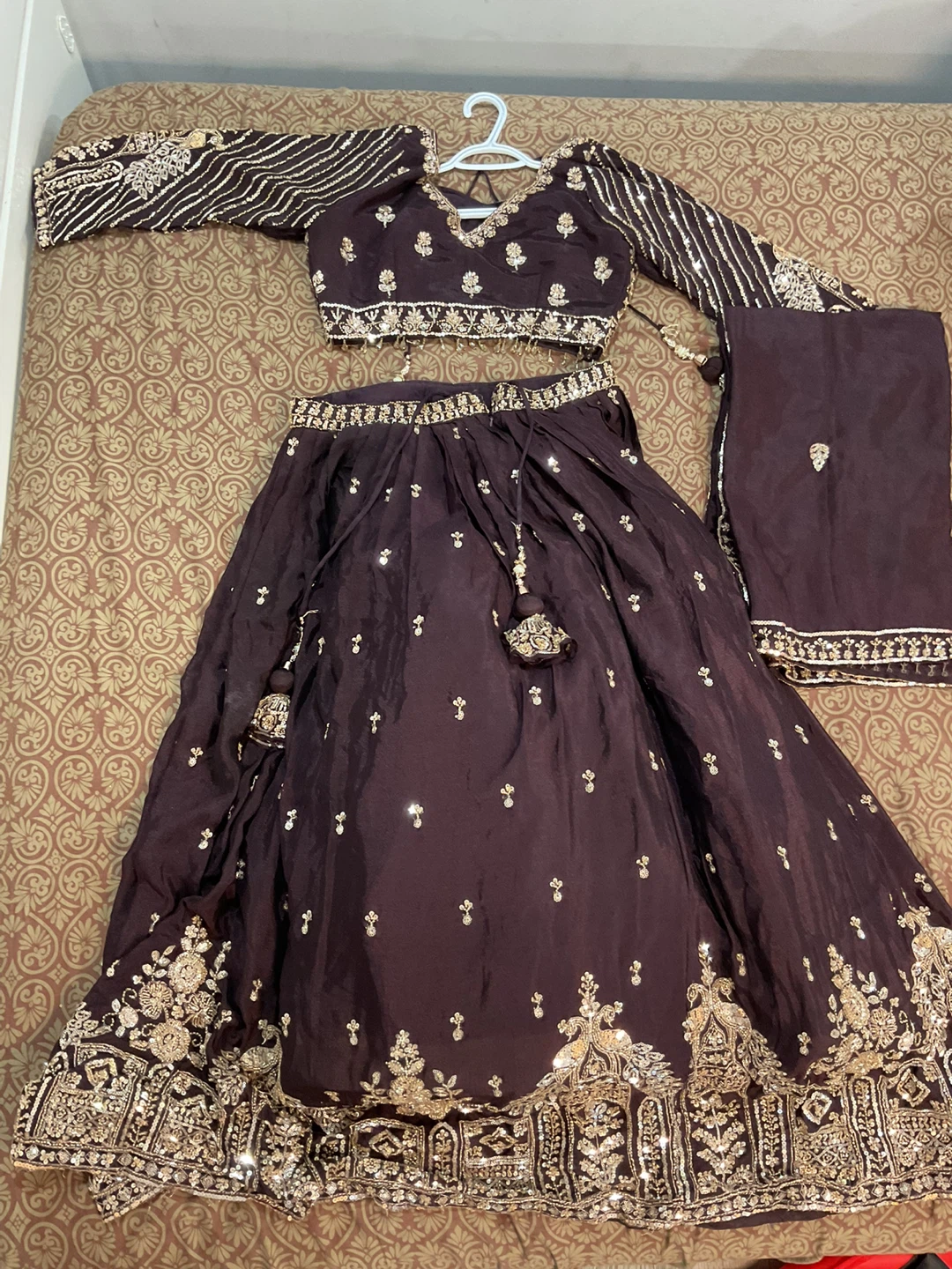 Dark Plum Embellished Lehenga Choli Set