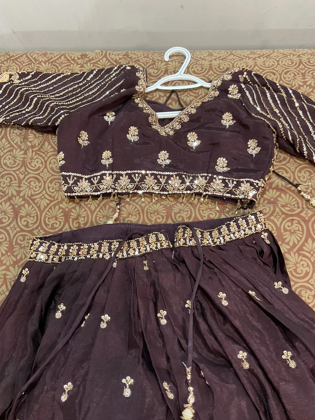 Dark Plum Embellished Lehenga Choli Set - photo 2