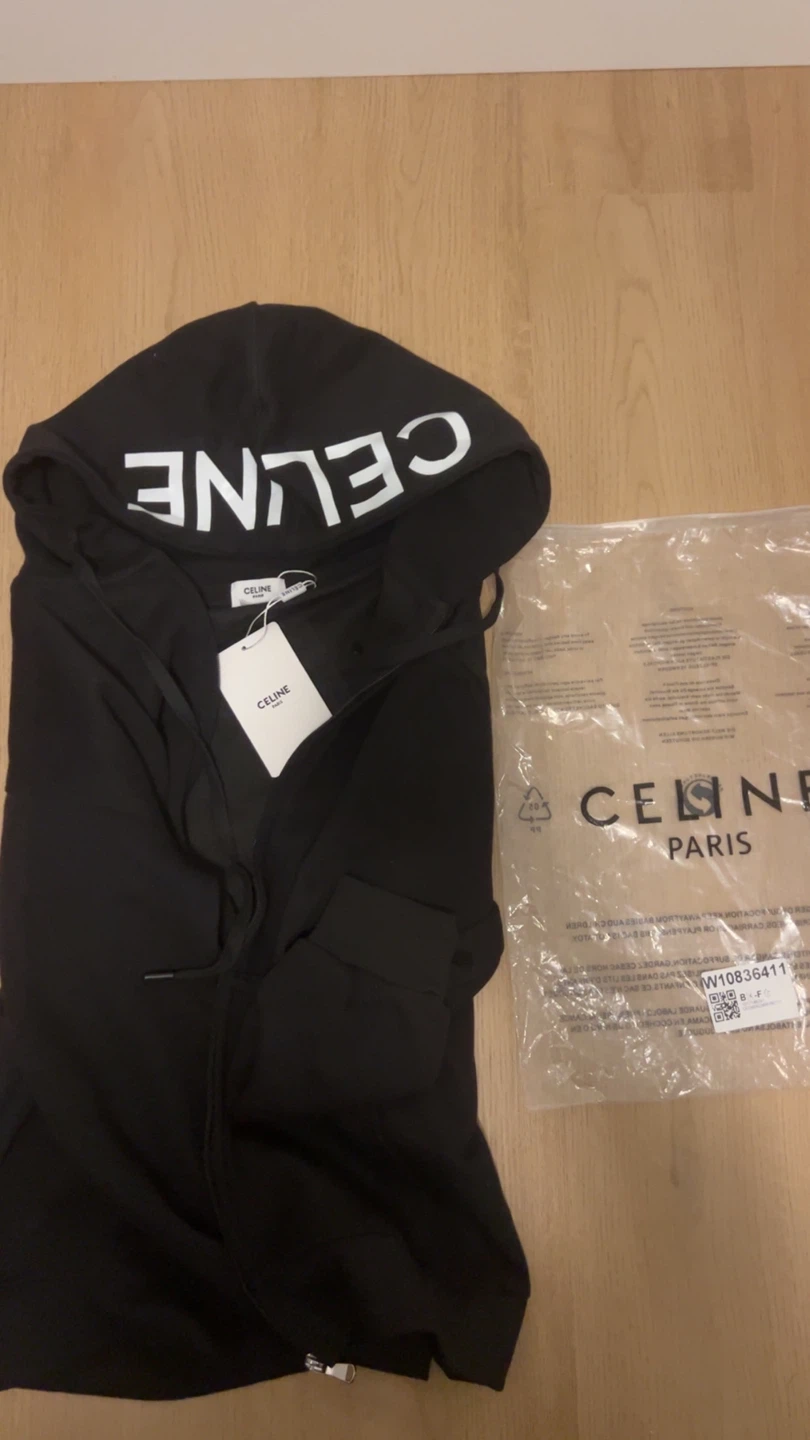 Celine Paris Black Zip-Up Hoodie