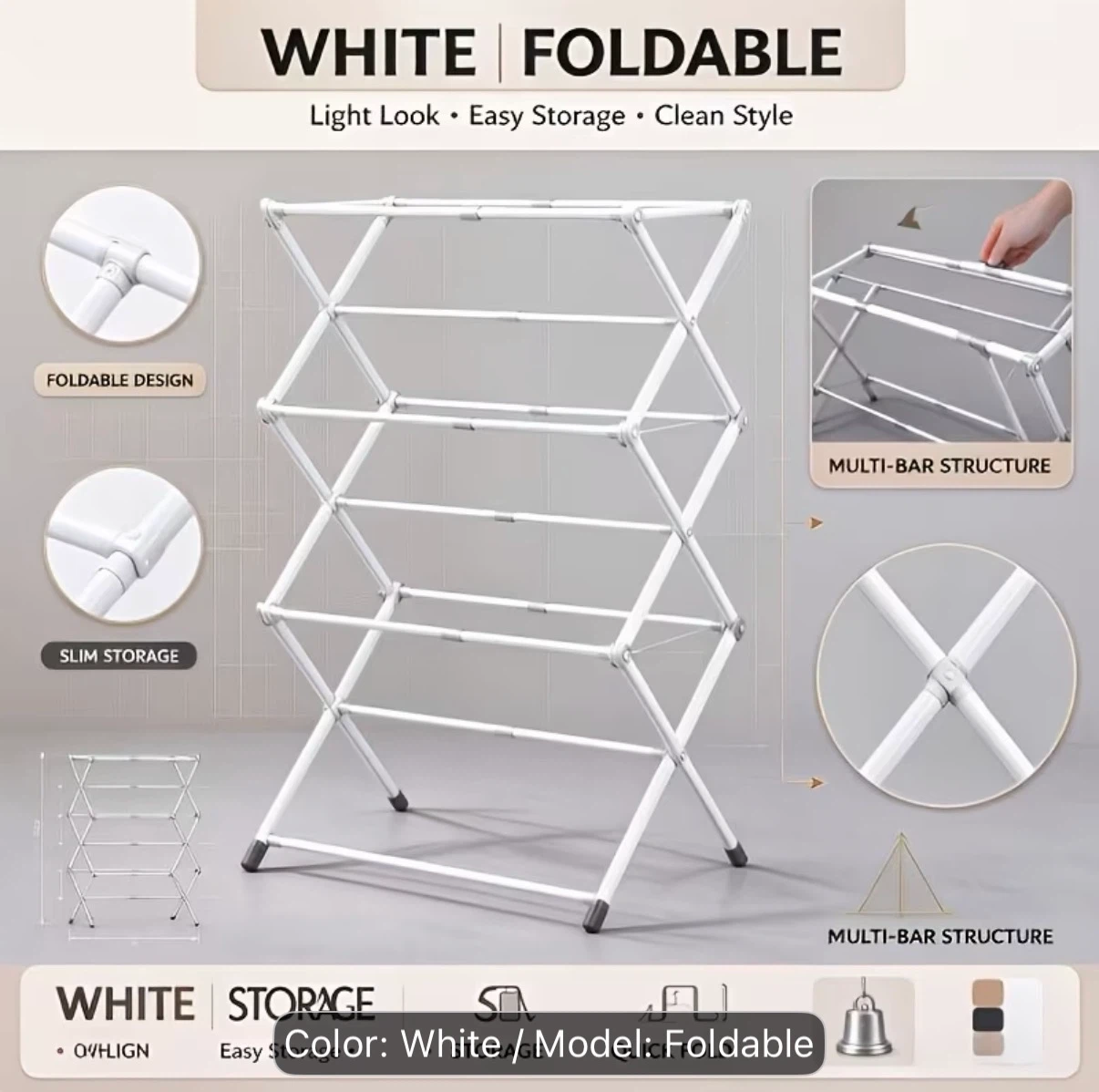 White Foldable Drying Rack