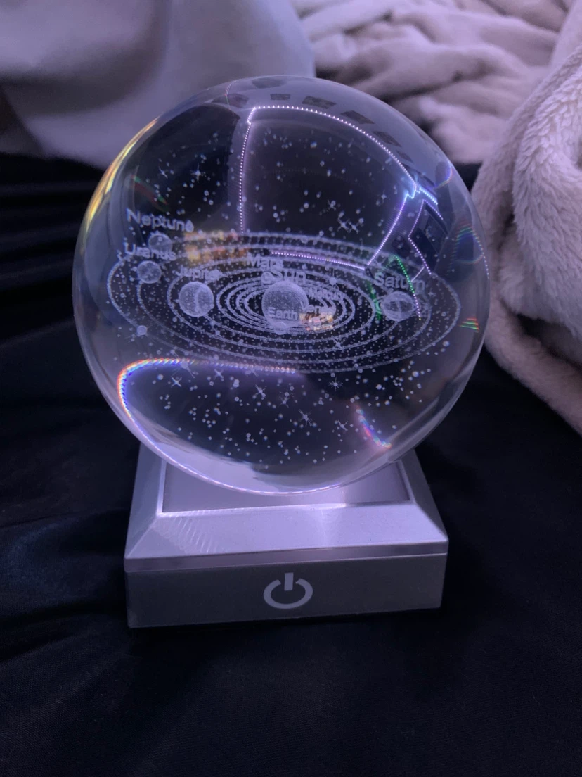 Solar System Crystal Ball with Lighted Stand