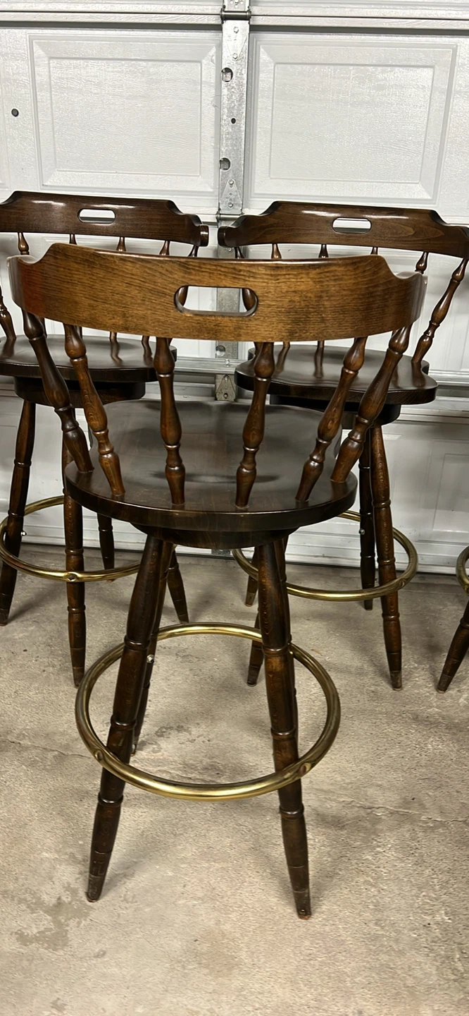 Set of 6 Wooden Swivel Bar Stools - photo 5
