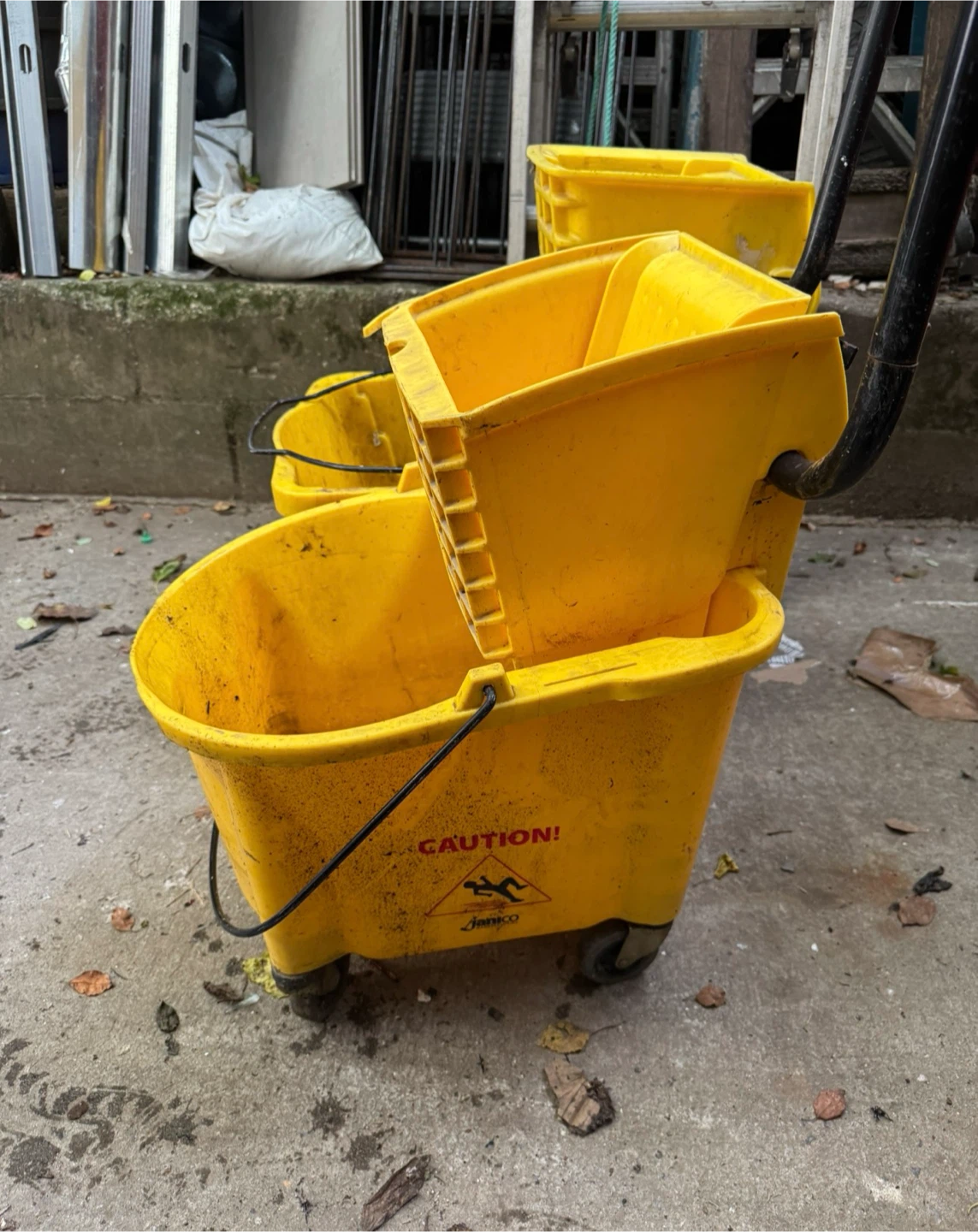 Two Yellow Janitorial Mop Buckets - photo 3