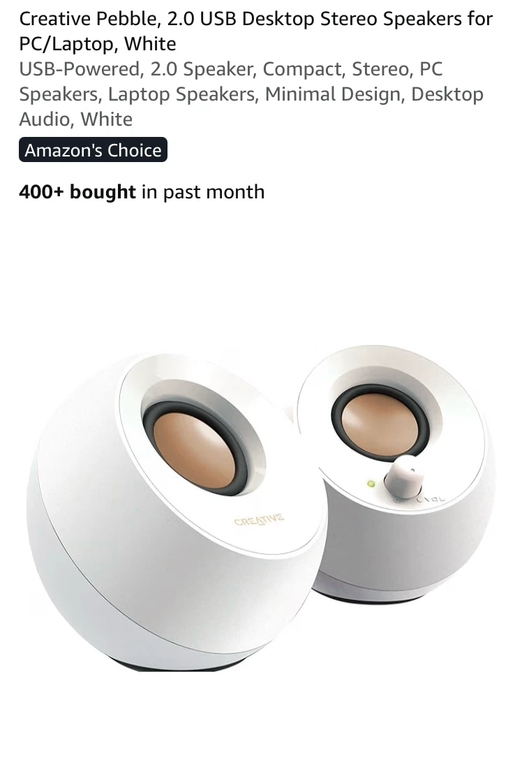 Creative Pebble 2.0 USB Desktop Speakers