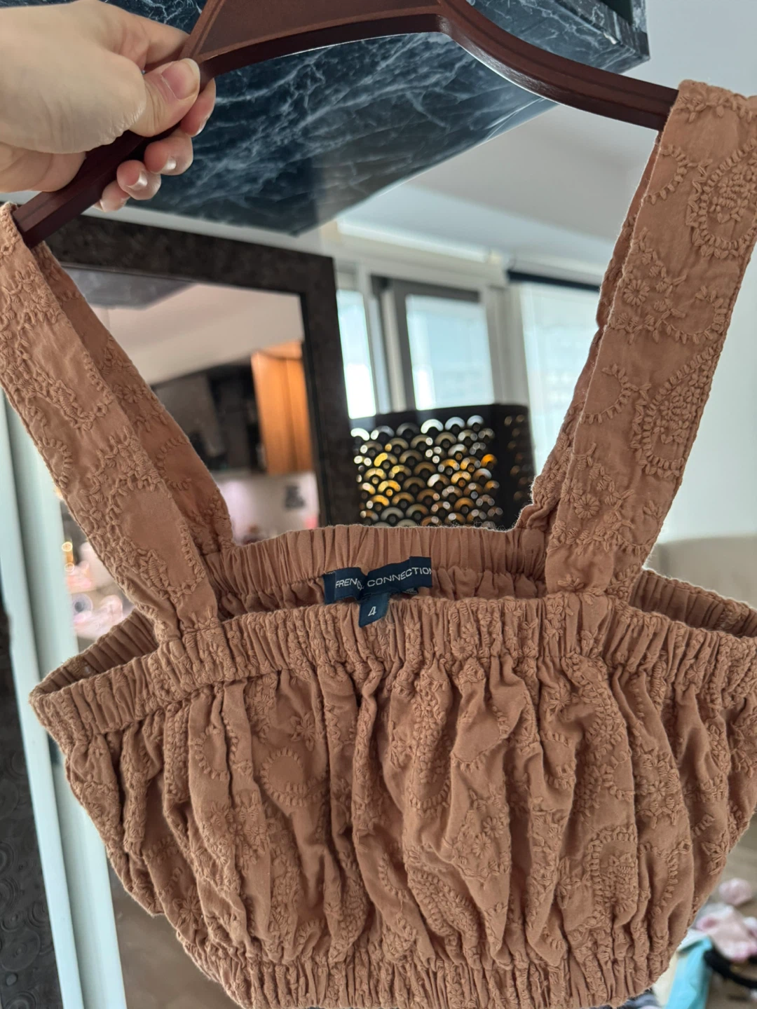 French Connection Embroidered Crop Top
