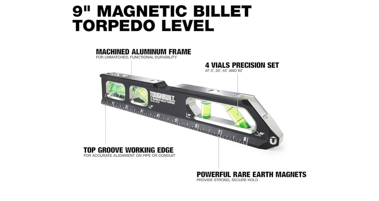 ToughBuilt 9-inch Magnetic Billet Torpedo Level - photo 3