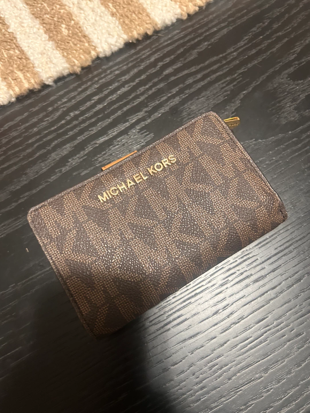 Michael Kors Brown Monogram Zip Wallet with Gold Hardware - photo 2