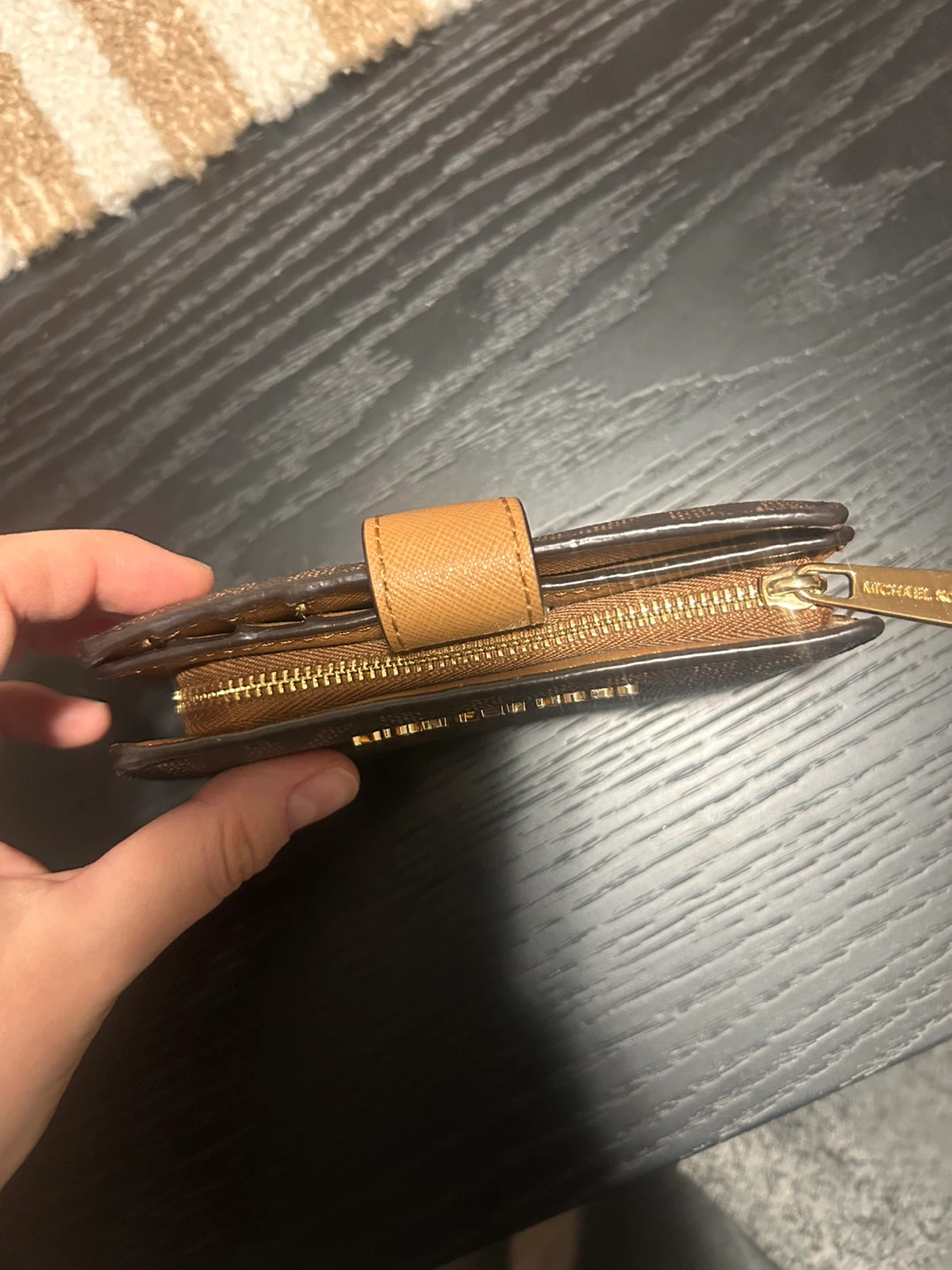 Michael Kors Brown Monogram Zip Wallet with Gold Hardware - photo 3