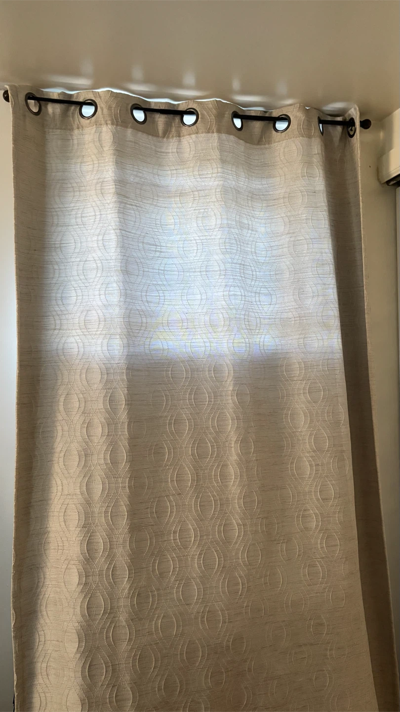 Beige Patterned Grommet Curtains