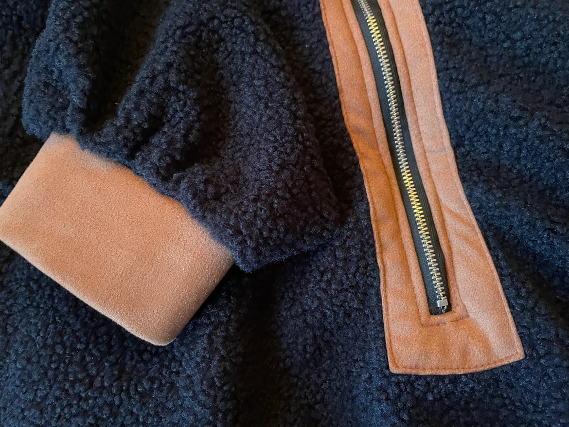 Black and Brown Fleece Quarter-Zip Pullover - photo 2