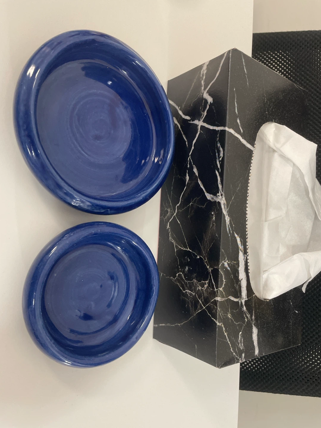 Two Handmade Blue Ceramic Bowls