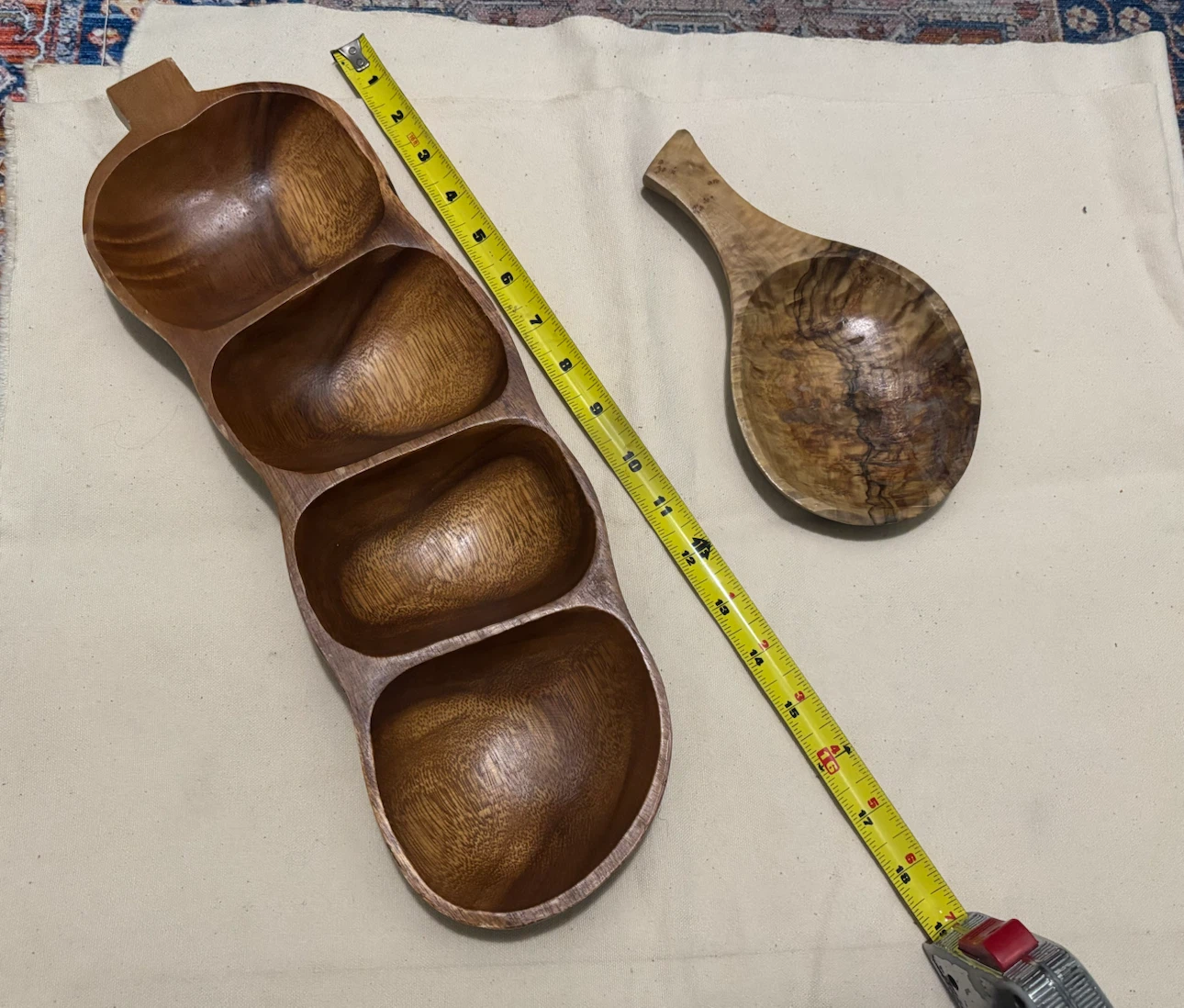 Set of two handcrafted wooden serving bowls