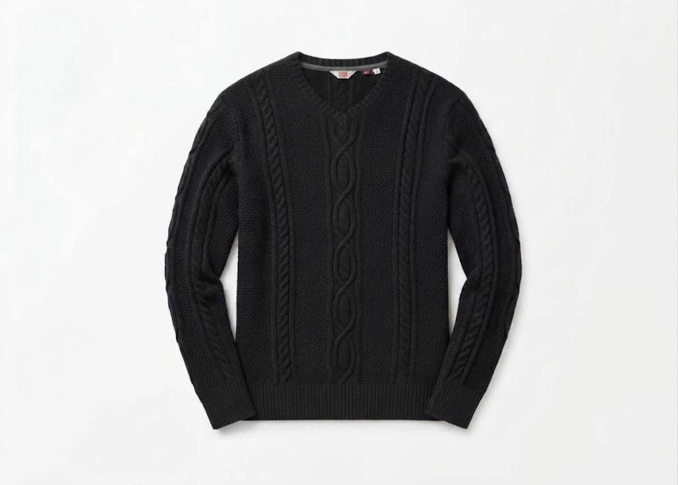 NEW Hudson North 100% Cotton Cable Knit Sweater (HBC) Black, L