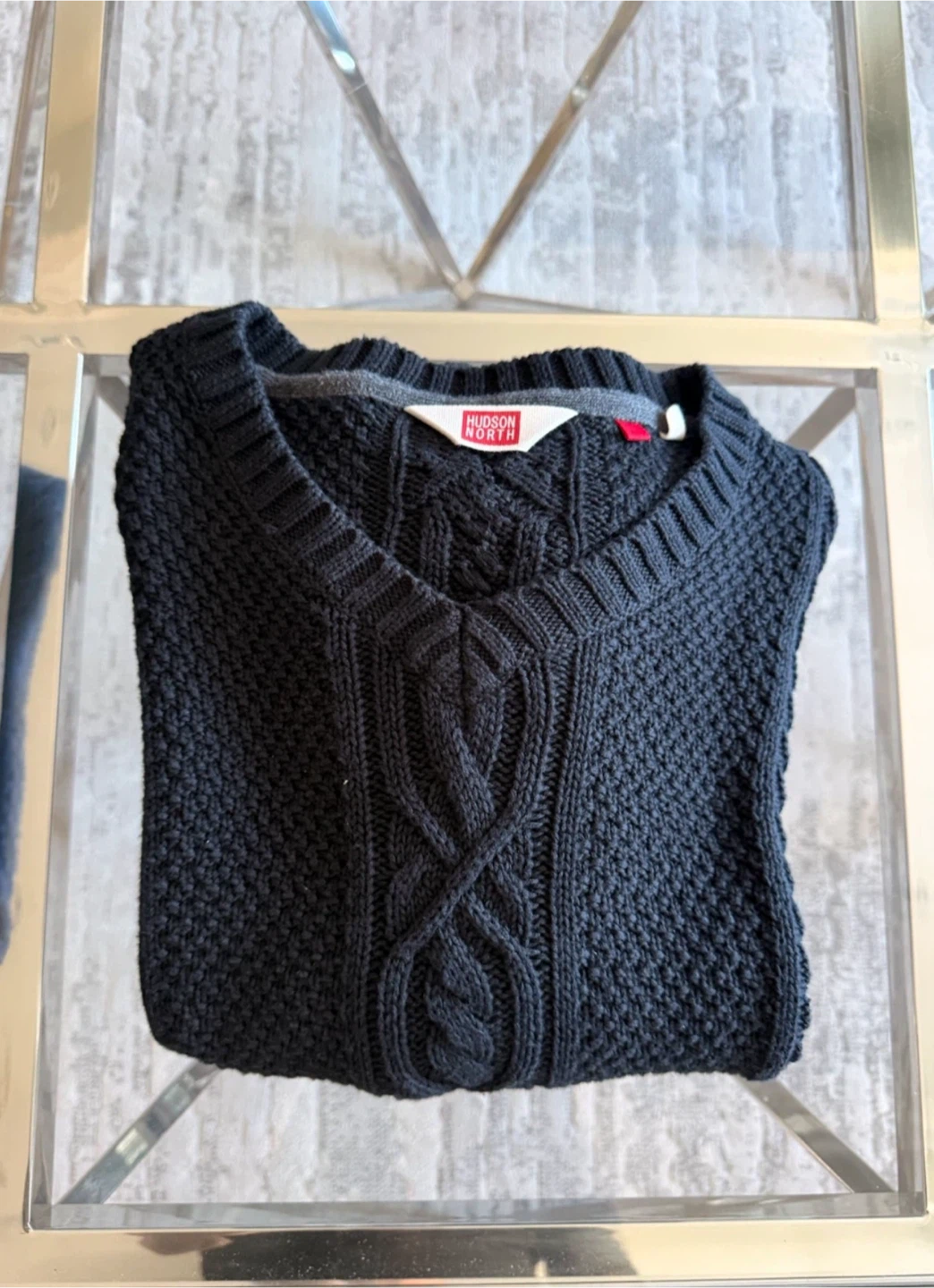 NEW Hudson North 100% Cotton Cable Knit Sweater (HBC) Black, L - photo 2