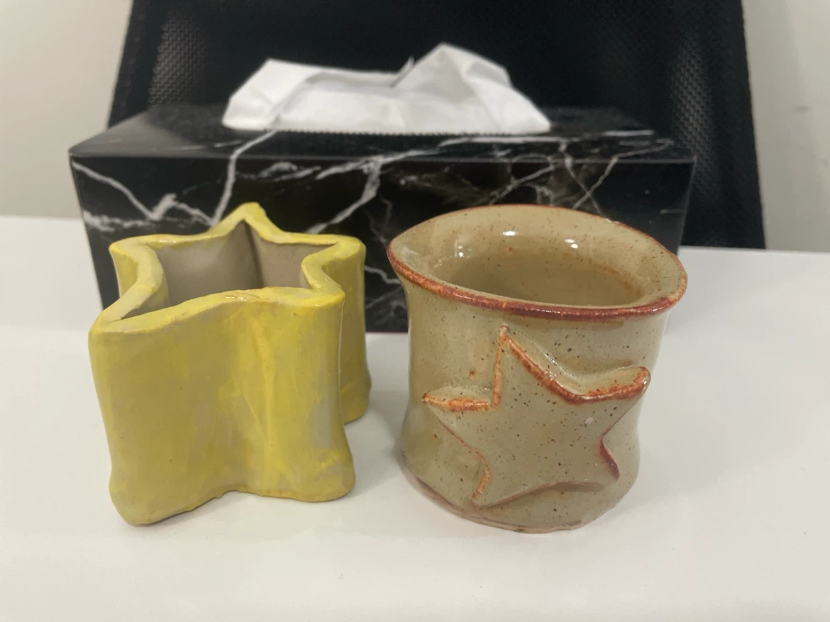 Set of Two Handmade Ceramic Star Holders