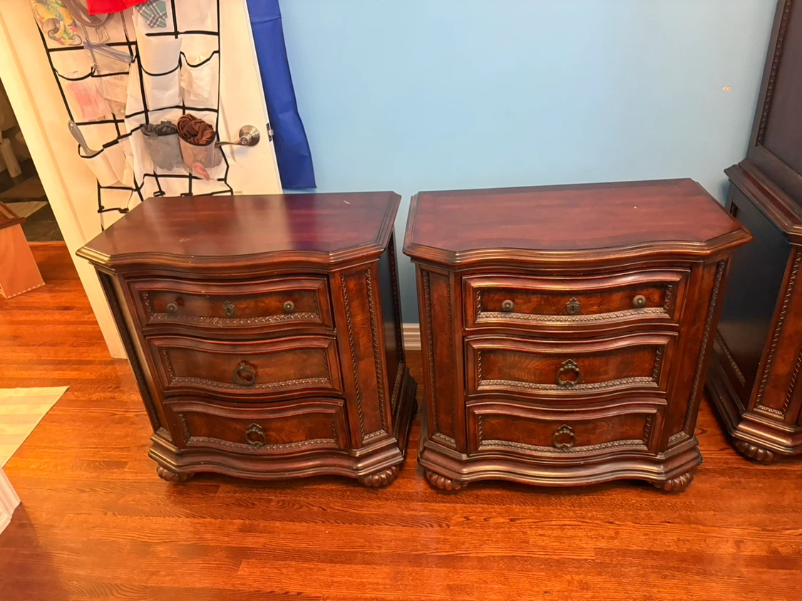 Free delivery used Two Traditional Dark Wood Nightstands