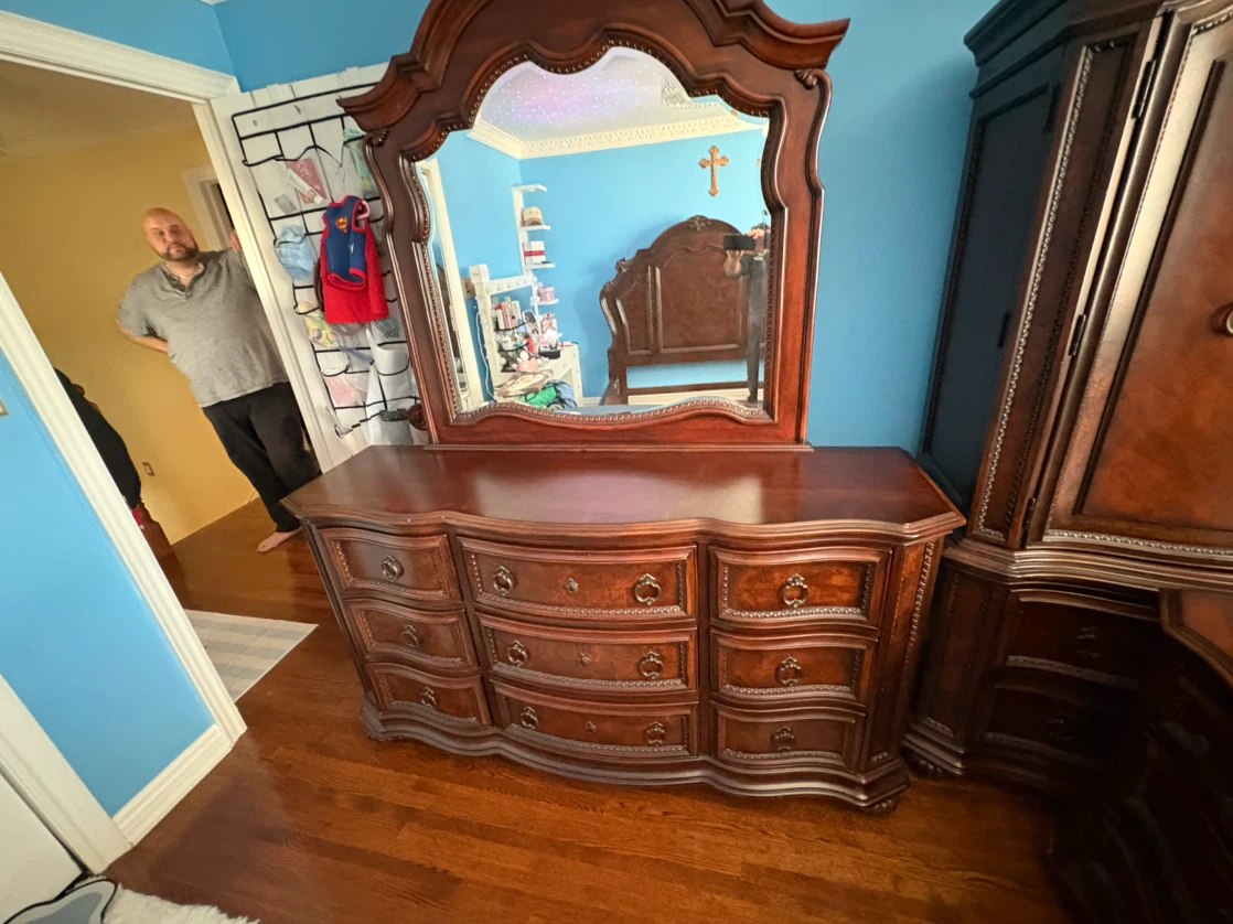 Free delivery used Traditional Wood Dresser with Mirror - photo 2
