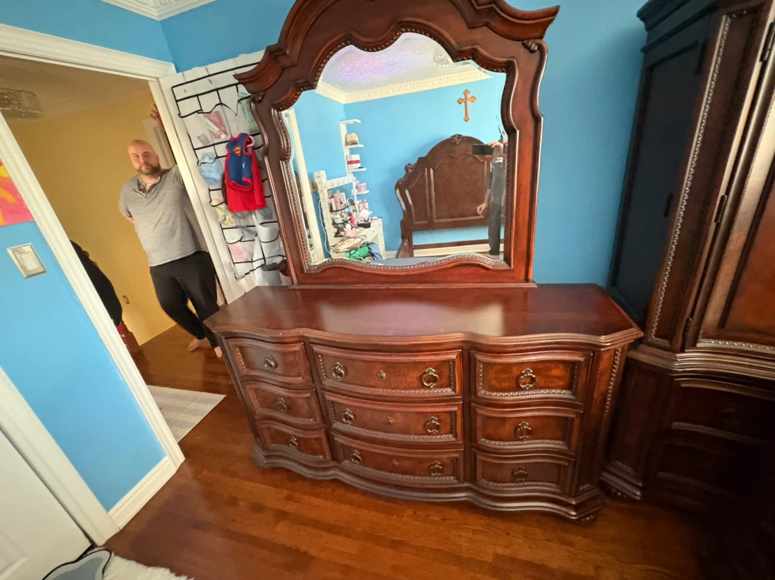 Free delivery used Traditional Wood Dresser with Mirror - photo 5