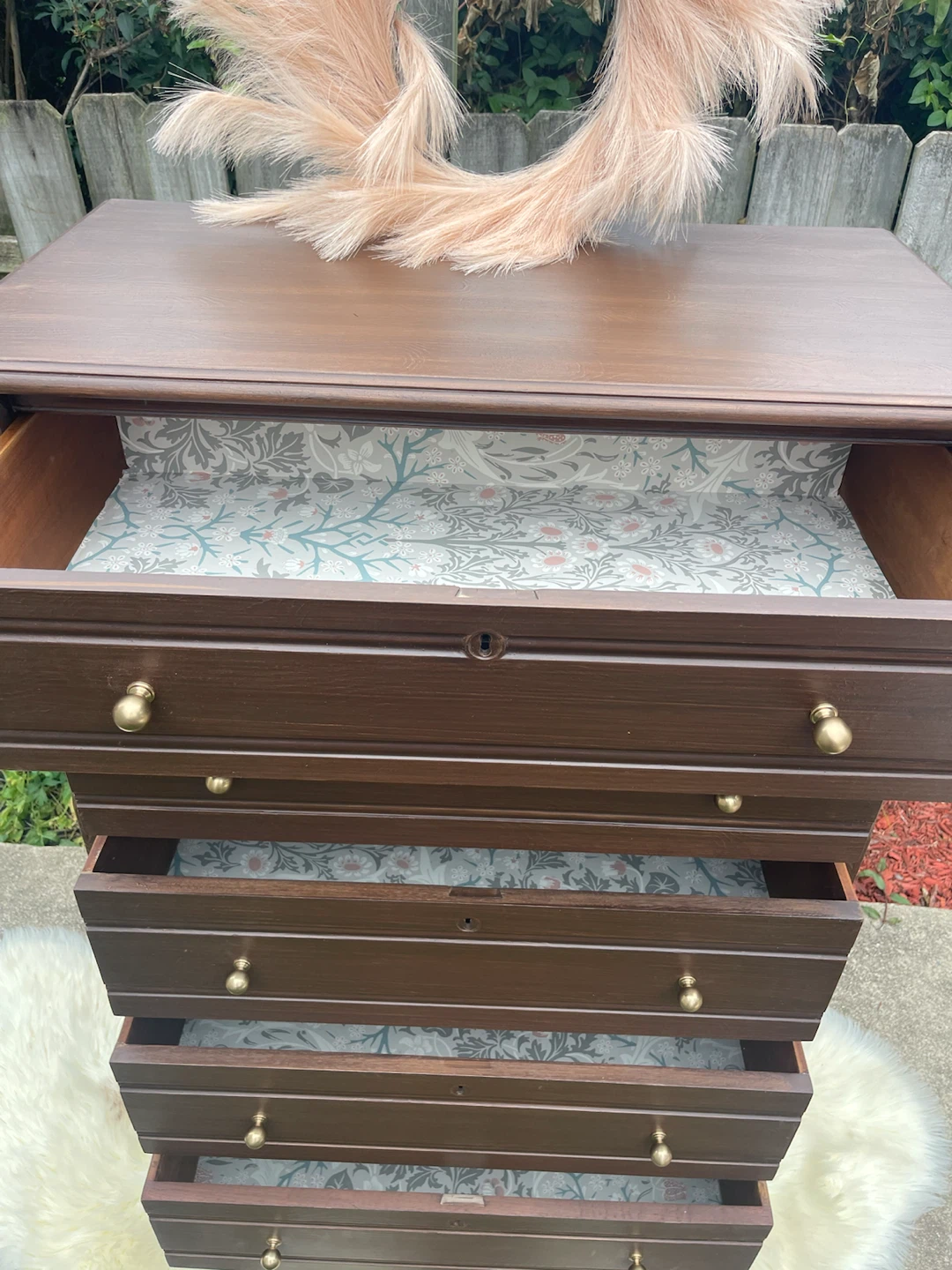 Timeless Solid wood 5 drawers tallboy restored in Dark Walnut - photo 3