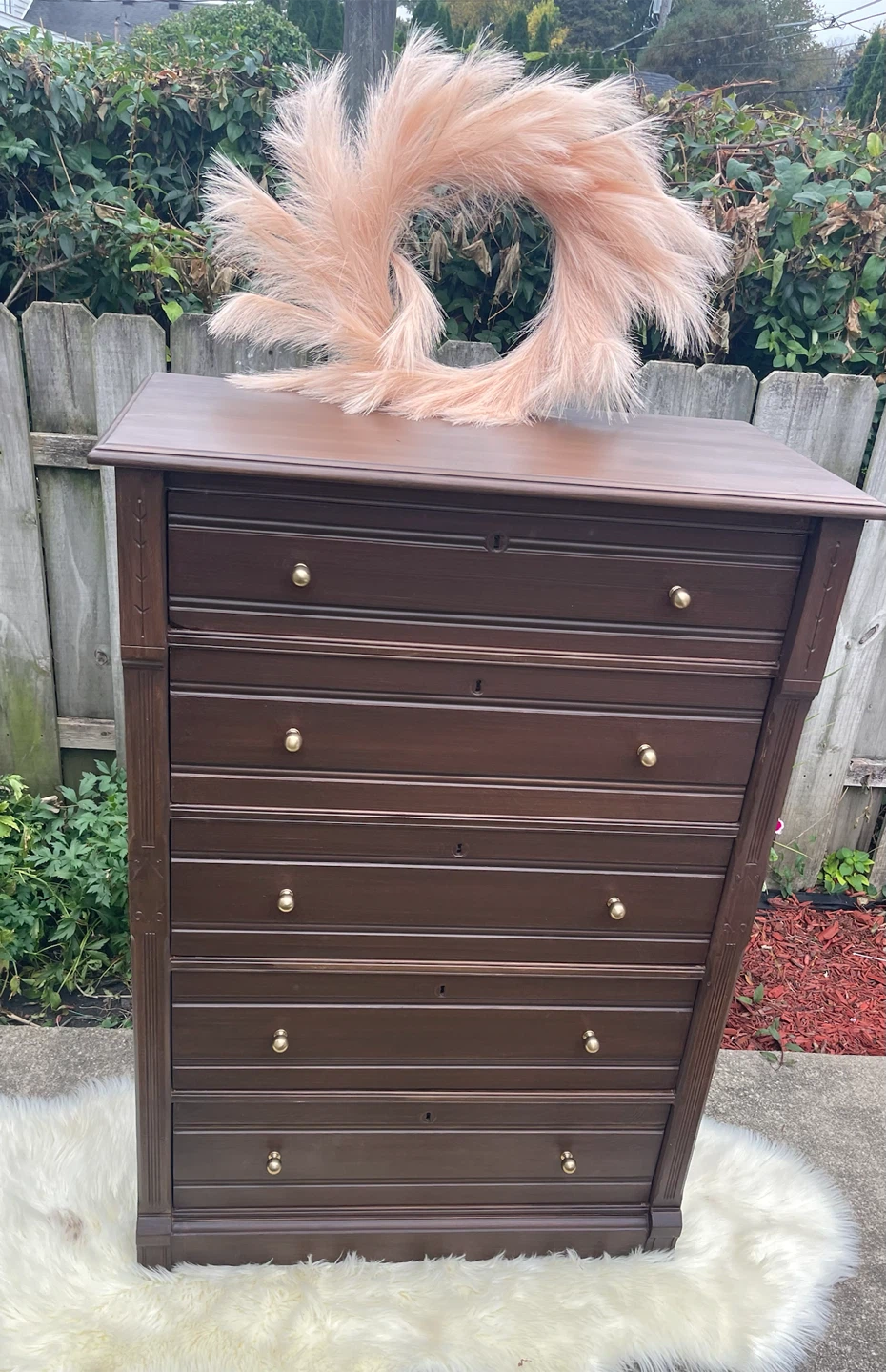 Timeless Solid wood 5 drawers tallboy restored in Dark Walnut - photo 4