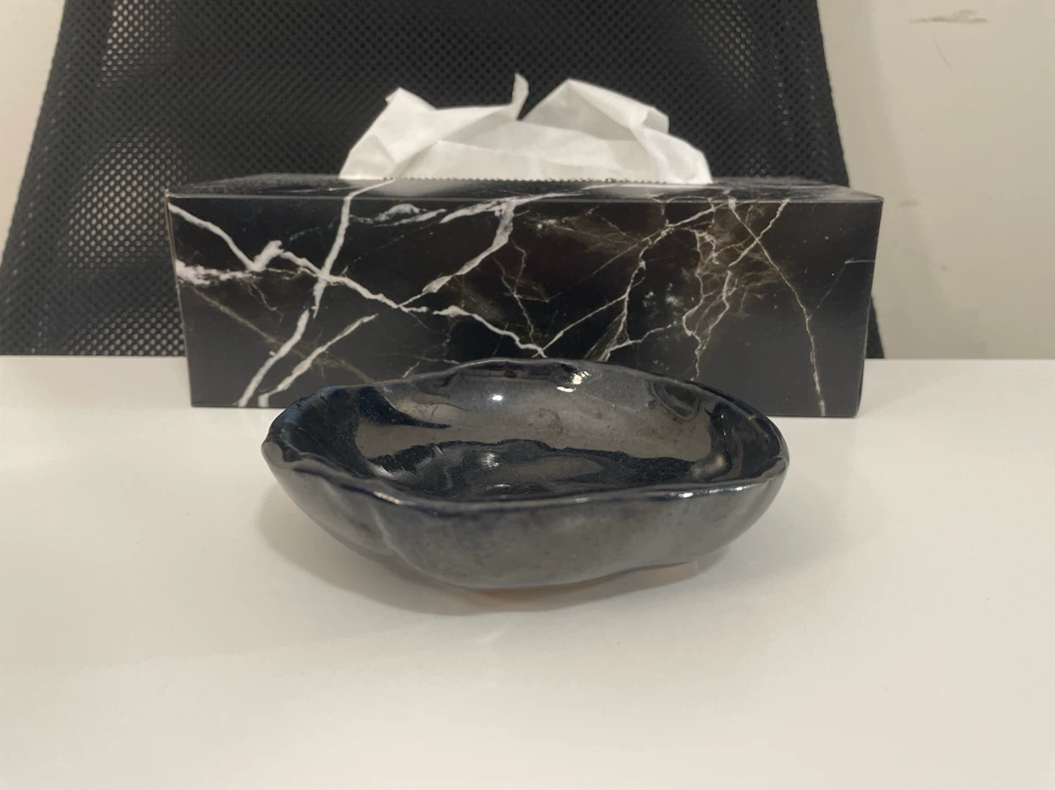 Black Handmade Glazed Ceramic Trinket Dish