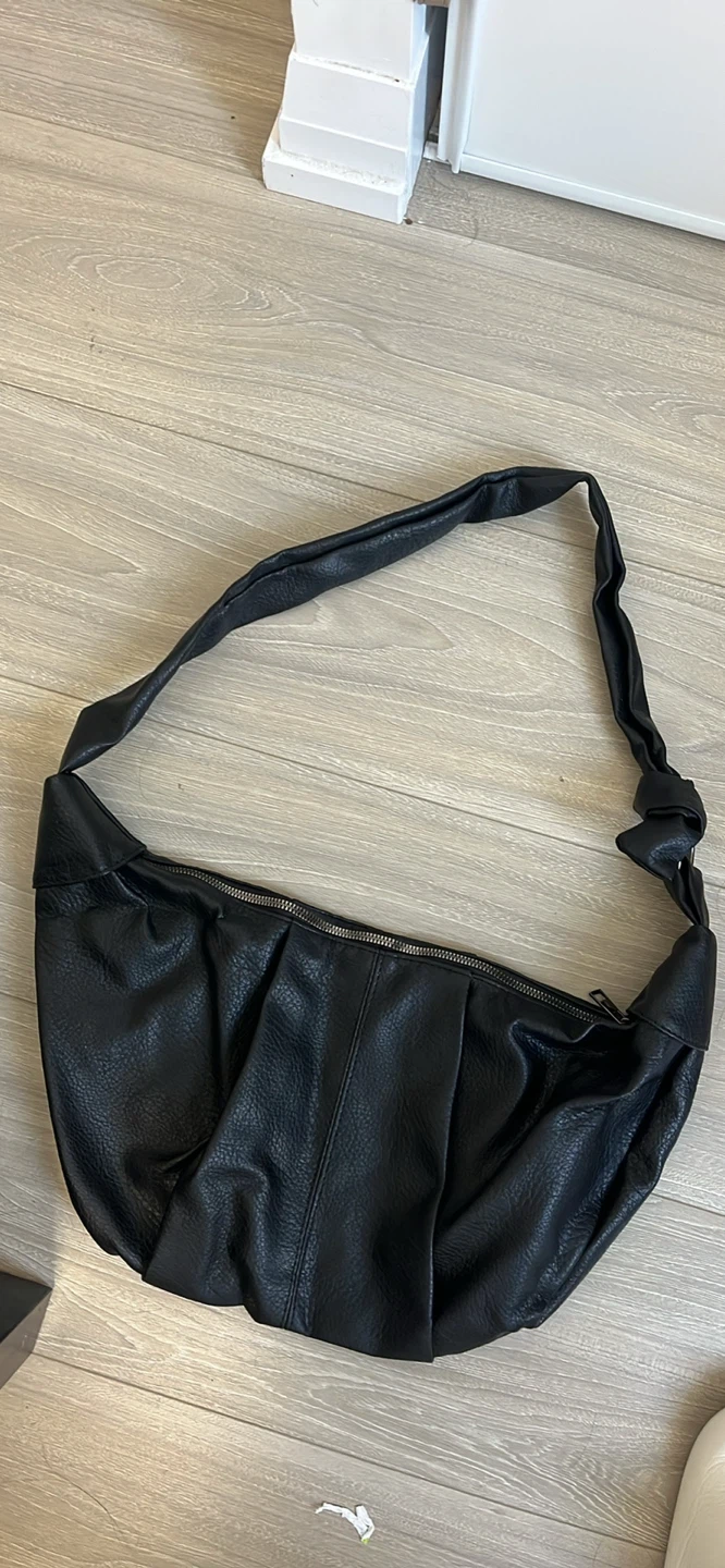 Black Ruched Shoulder Bag